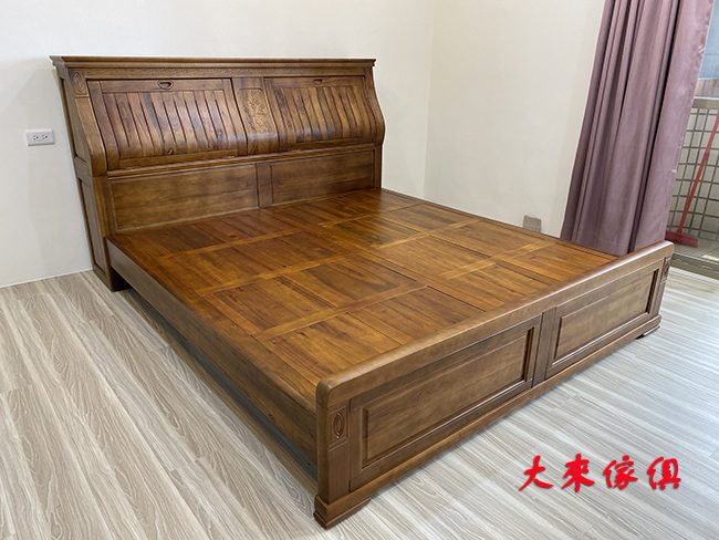 682-202樟木床箱式全實木床台